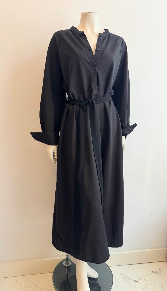 Cos lange zwarte jurk L (zonder riem), Kleding | Dames, Jurken, Ophalen of Verzenden, Zo goed als nieuw, Zwart, Onder de knie