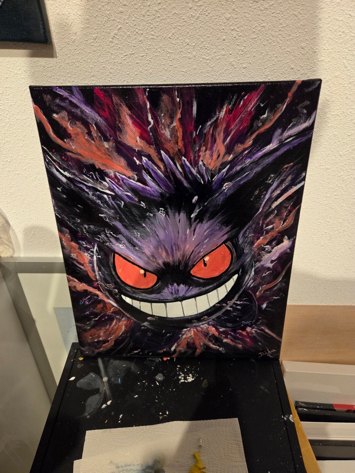 Gengar Schilderij - Levendige Acryl Kunst op Canvas, Ophalen of Verzenden