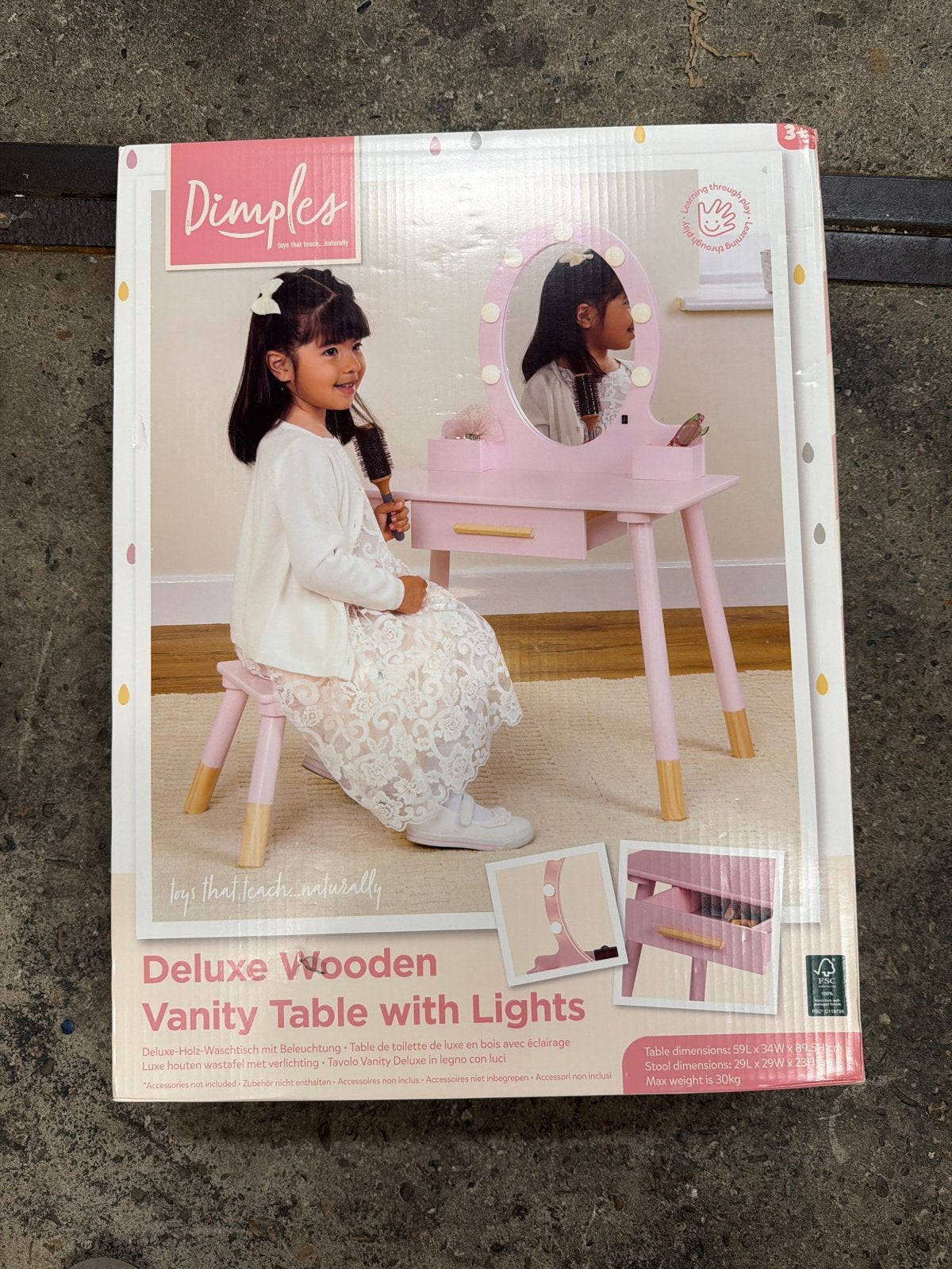 Dimples Luxe Houten Kaptafel met Lichtjes en Krukje, Meisje, Nieuw, Ophalen of Verzenden, Nvt