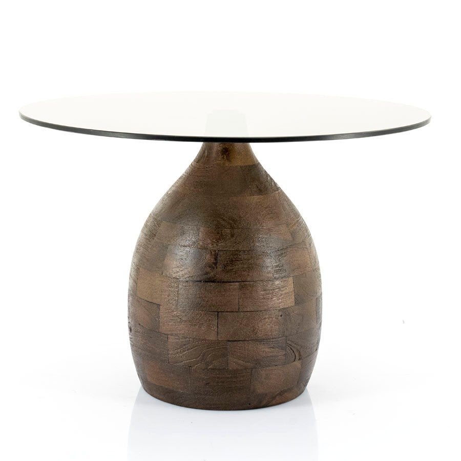 By-Boo salontafel/bijzettafel Bond mangohout glas - nieuw, Huis en Inrichting, Ophalen, 50 tot 100 cm, Rond, Nieuw