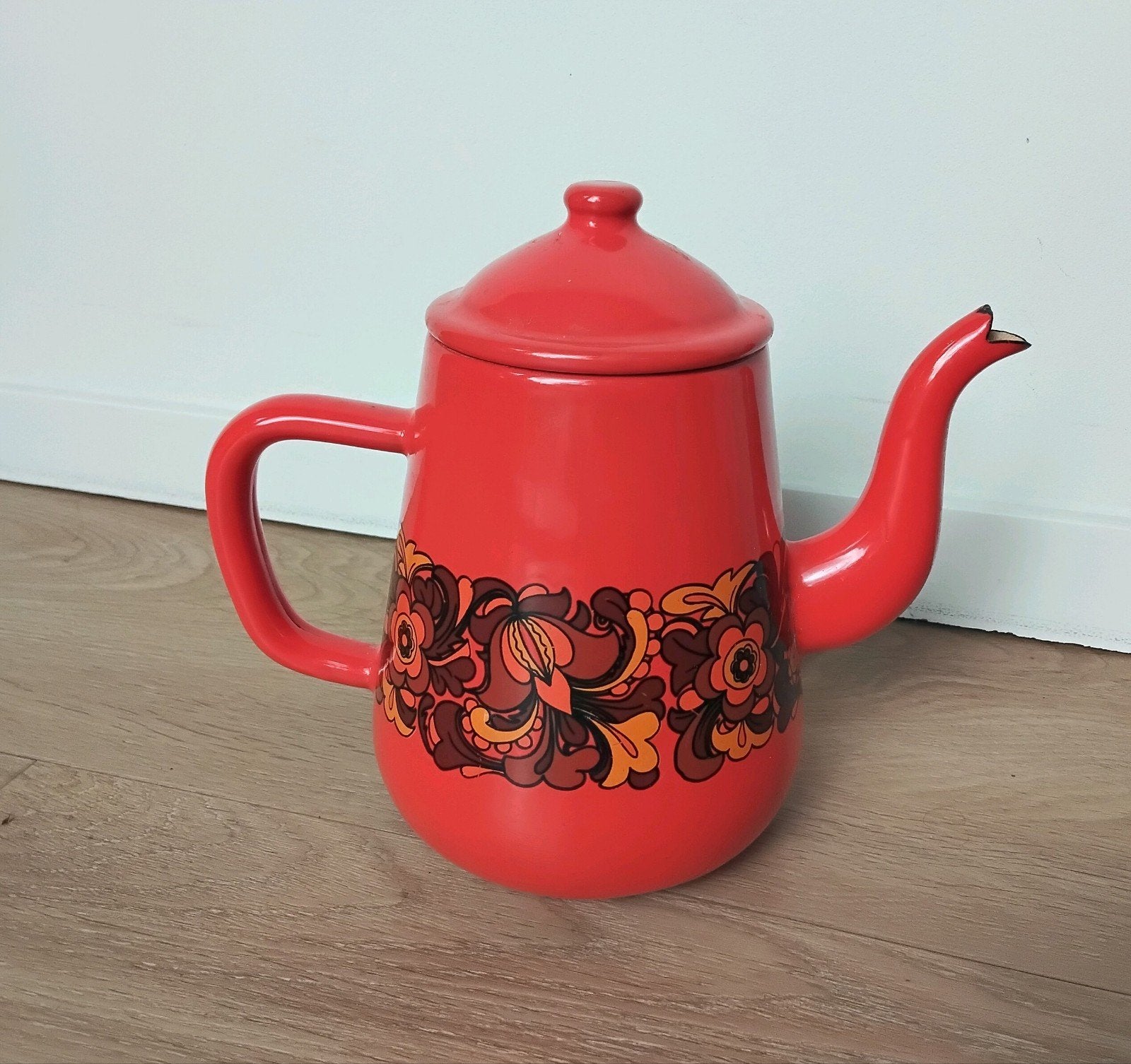 Vintage Brabantia Diane emaille koffiepot jaren 70, Overige materialen, Gebruikt, Overige typen, Ophalen of Verzenden