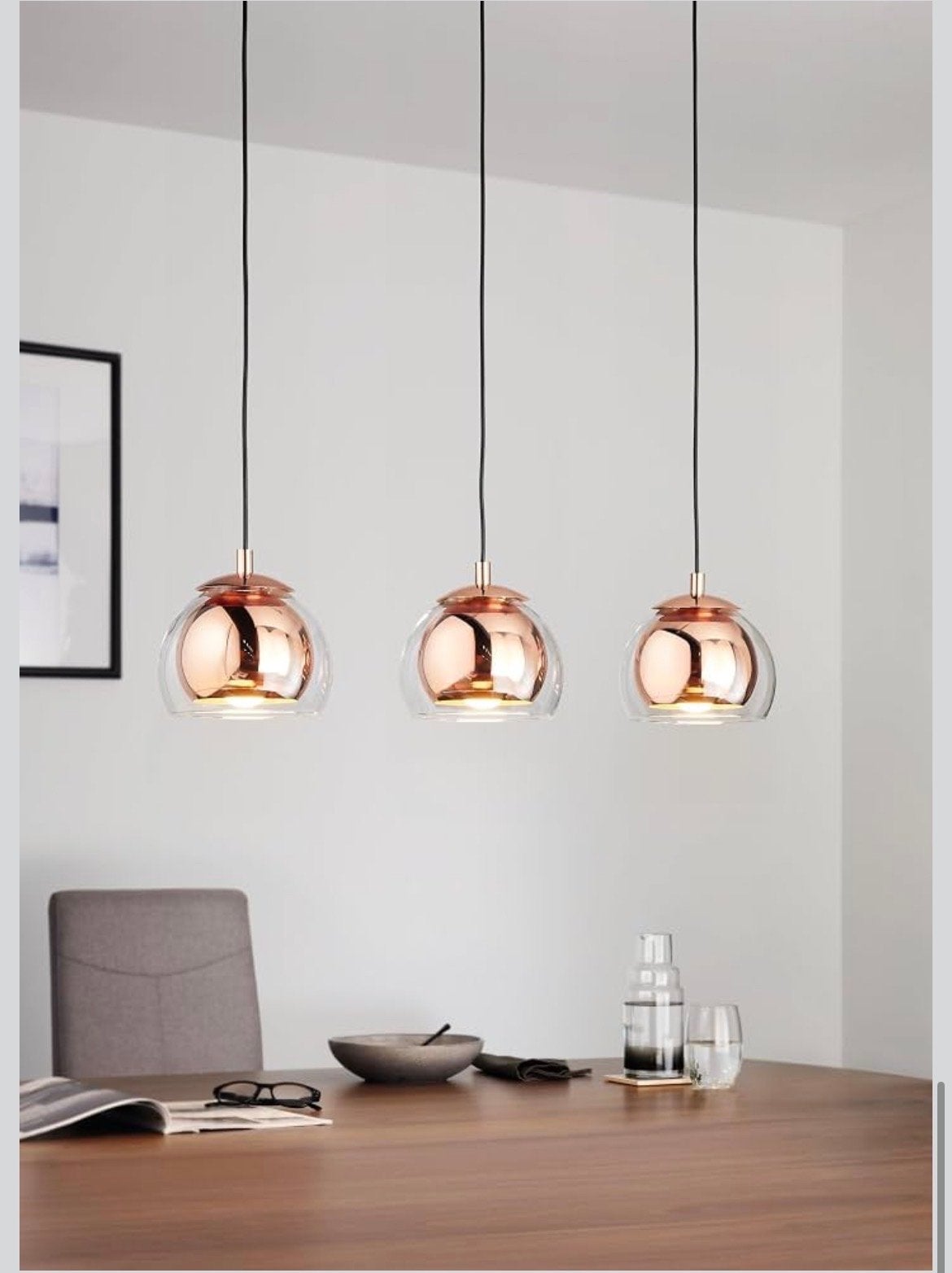 EGLO Rocamar Plafondlamp 3-lichts Koper/Glas E27, Huis en Inrichting, Ophalen, Nieuw, Glas, E27 (groot)