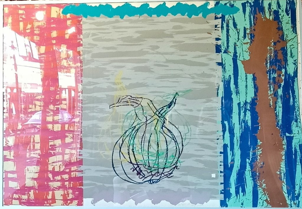 Zeefdruk Bob Negrijn, Ophalen, Ingelijst, Zeefdruk, Abstract
