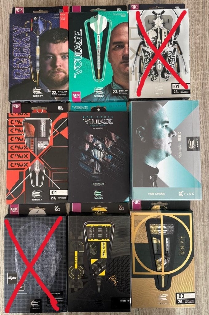 Target Darts Crux 01 23 gram steeltip, Ophalen of Verzenden, Zo goed als nieuw, Pijlen