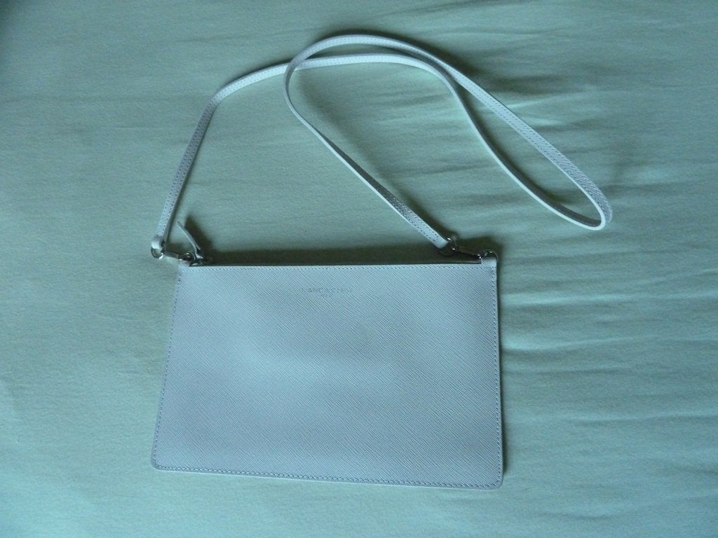 Lancaster Paris grijswit leren tas, bodycross, schouder, nw., Verzenden, Nieuw, Wit, Schoudertasje