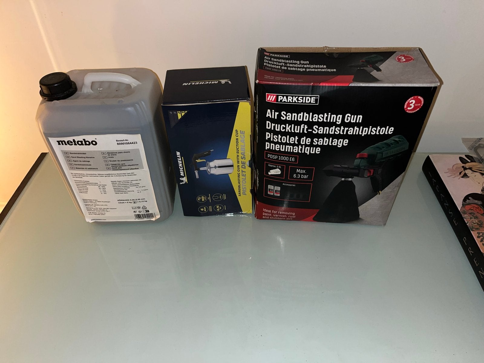 Zandstraalpistolen set met Metabo zandstraalmiddel, Ophalen, Nieuw, Overige typen, Overige merken