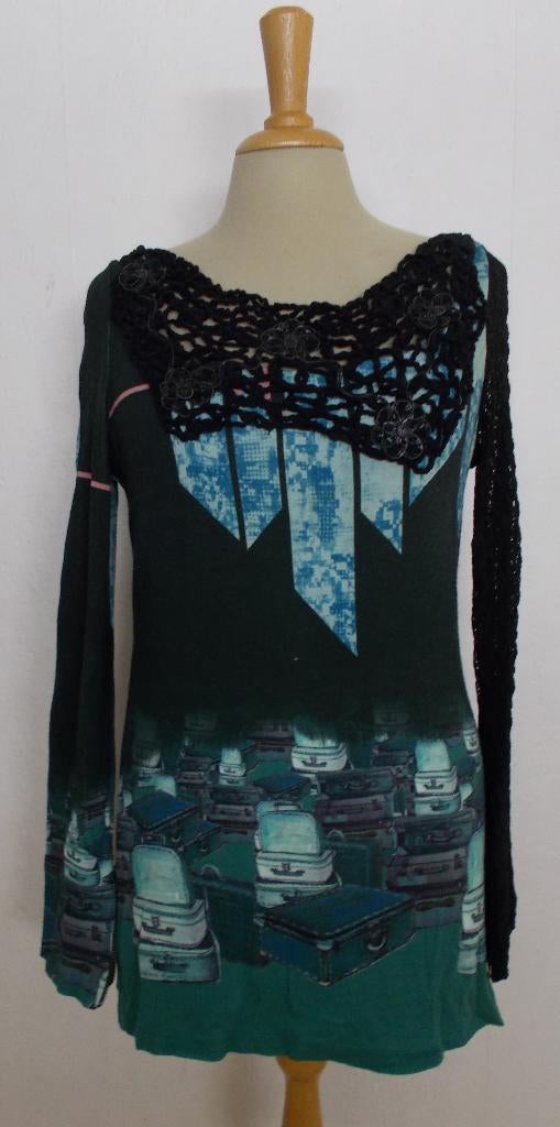 Grappige koffer print top van Save the Queen! M, Maat 38/40 (M), Verzenden, Zo goed als nieuw, Lange mouw