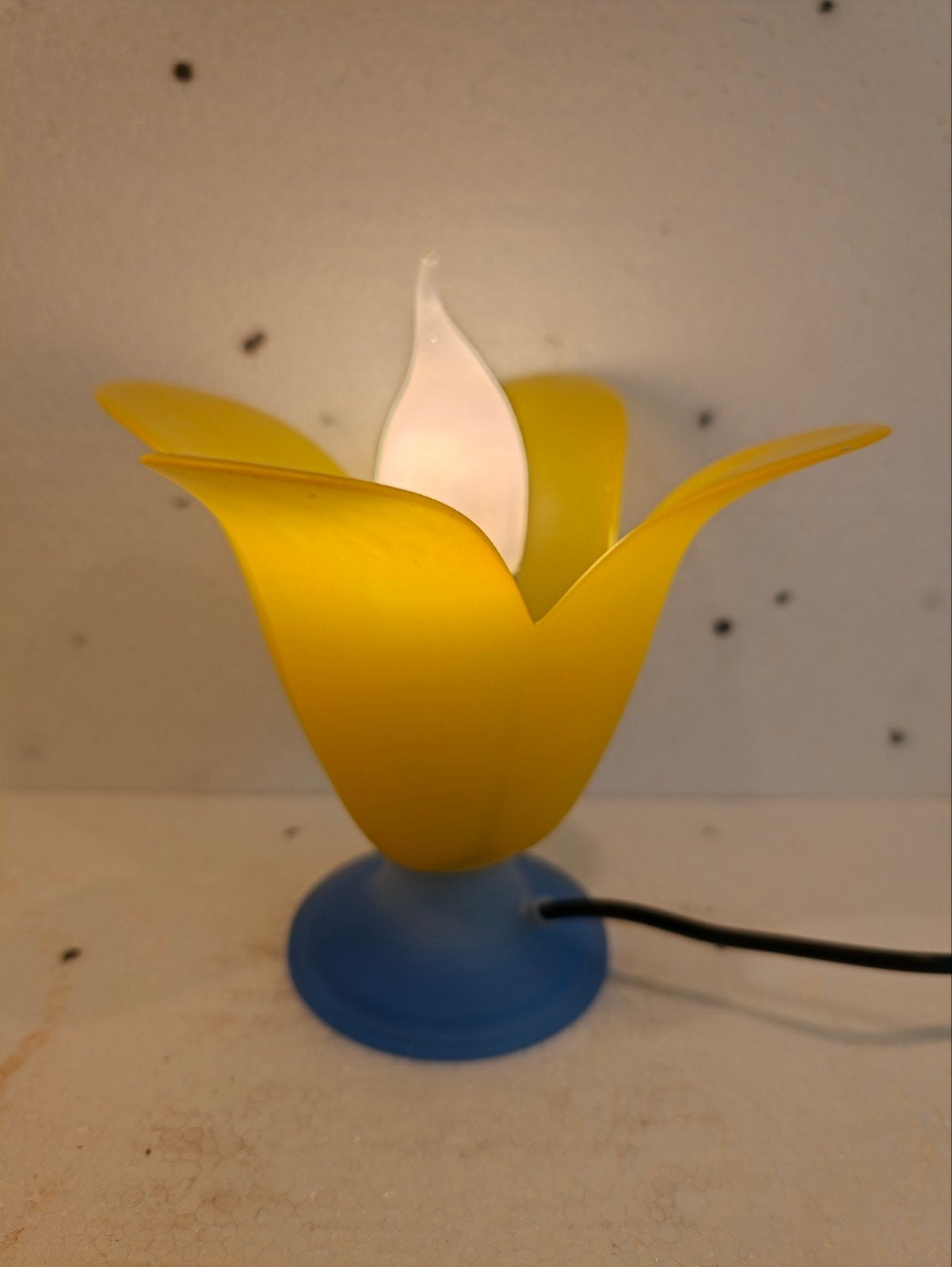 Vintage Vandeheg Tulplampje - Geel/Blauw, Overige merken, Gebruikt, Kunststof, Meerkleurig