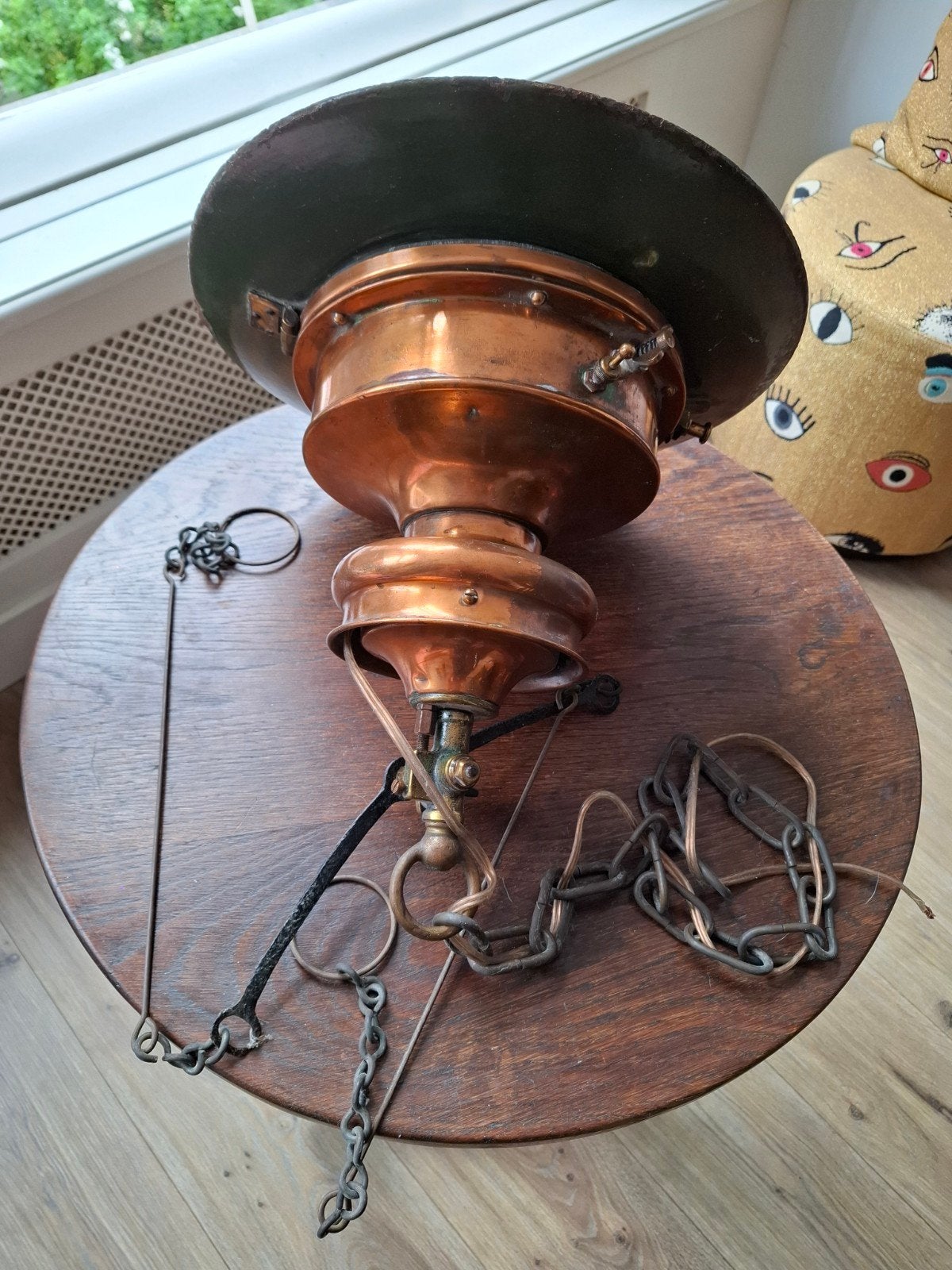 Antieke engelse koperen/ emaille SUGG spoorweg perronlamp., Ophalen