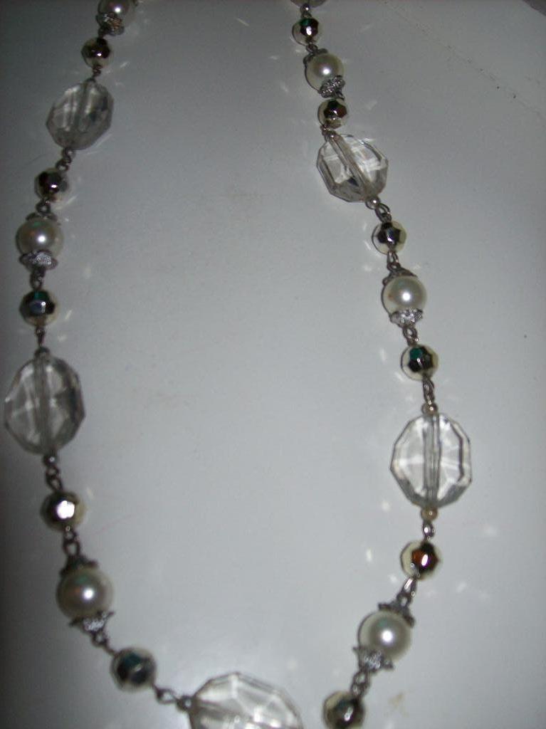 Ketting Zilvertint Mooie Kralen en Kristal Fraai model, Met kristal, Verzenden, Nieuw, Steen of Mineraal