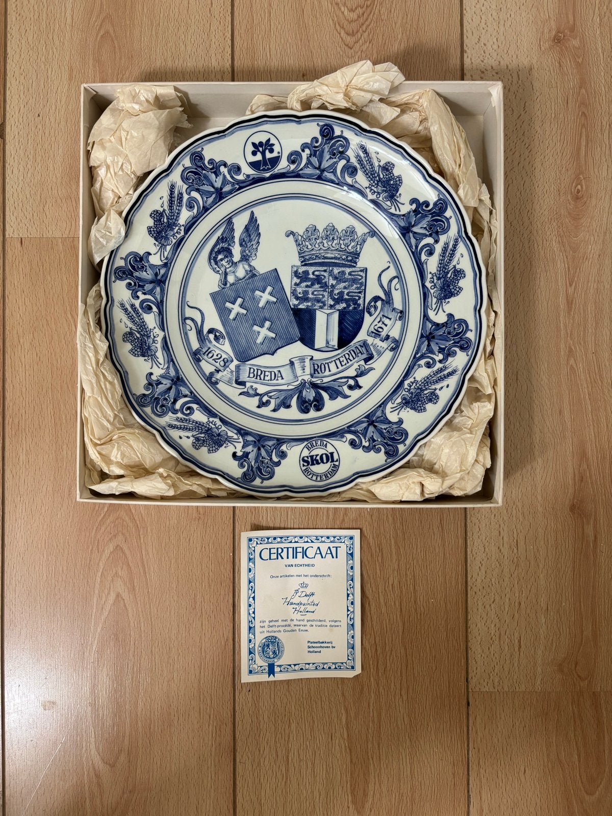 Delfts Blauw Gedenkbord Skol Brouwerijen 1982, Antiek en Kunst, Ophalen