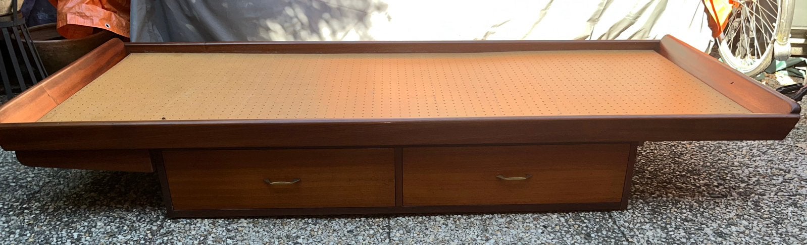 Teakhouten daybed met opberglades ; midcentury Scandinavië, Huis en Inrichting, Slaapkamer | Bedden, Ophalen, Gebruikt, 90 cm
