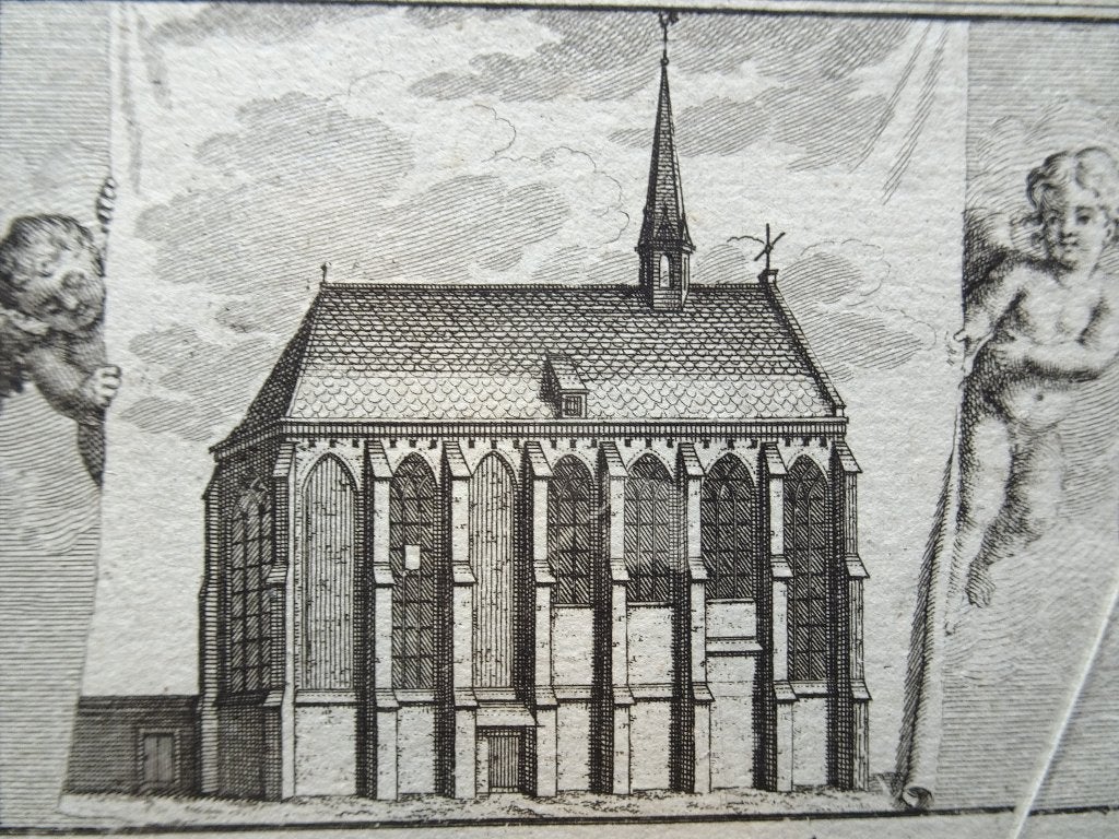 gravure Marienburg ten Noorden ten Zuiden Nijmegen 18e eeuw, Architectuur, Ophalen of Verzenden, Gravure, Origineel