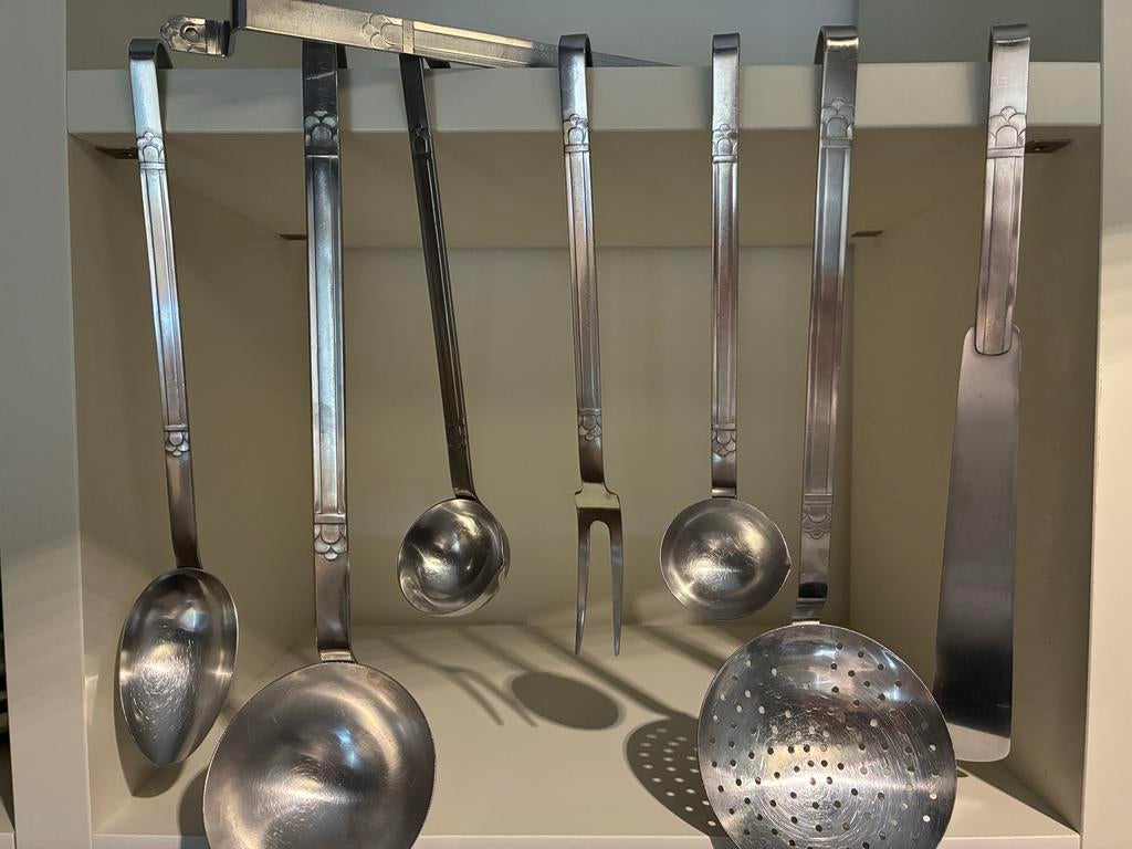 Set van 6 vintage metalen keukengerei, Ophalen of Verzenden