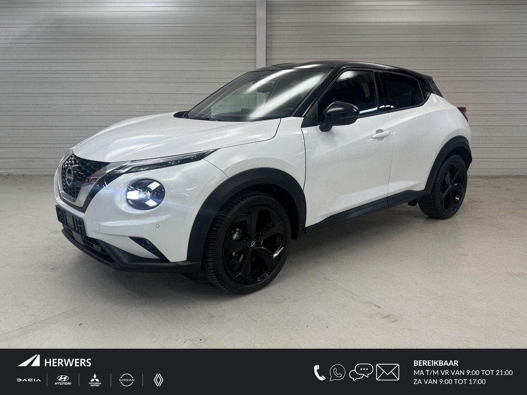 Nissan Juke 1.0 DIG-T Tekna Automaat / Lederen Bekleding / N, Euro 6, Leder en Stof, Wit, Bedrijf