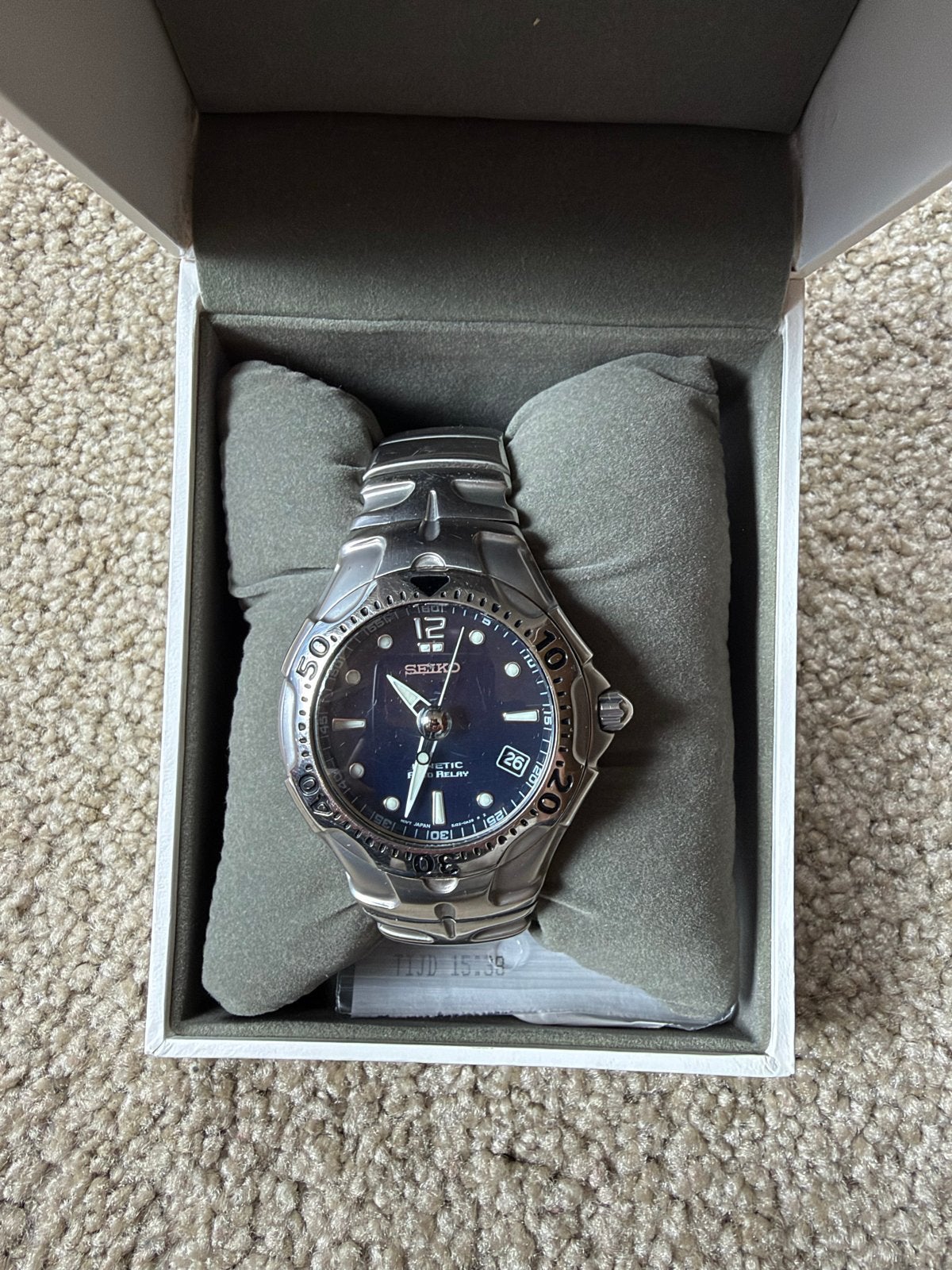 Seiko Kinetic Auto Relay Herenhorloge, Sieraden, Tassen en Uiterlijk, Seiko, Staal, Polshorloge, Ophalen of Verzenden