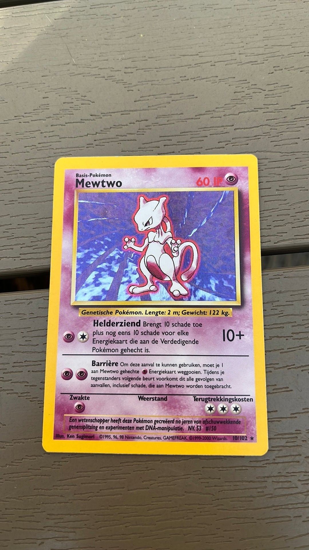 Mewtwo 10/102 base set pokemon, Ophalen of Verzenden, Gebruikt, Losse kaart