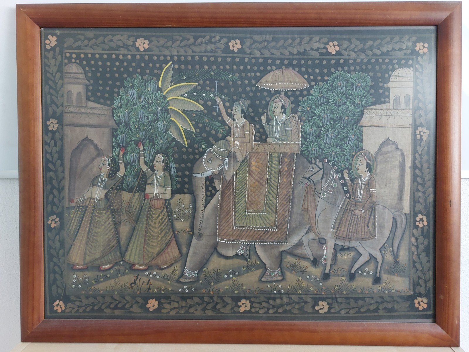 Oud Indiaas schilderij, India, Meerkleurig, Ophalen, Ingelijst