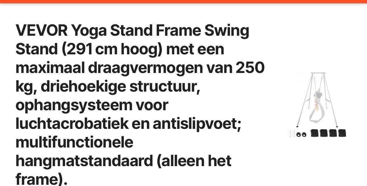 2x VEVOR Yoga Stand Frame Swing (291 cm) - Nieuw, Sport en Fitness, Ophalen, Nieuw, Overig
