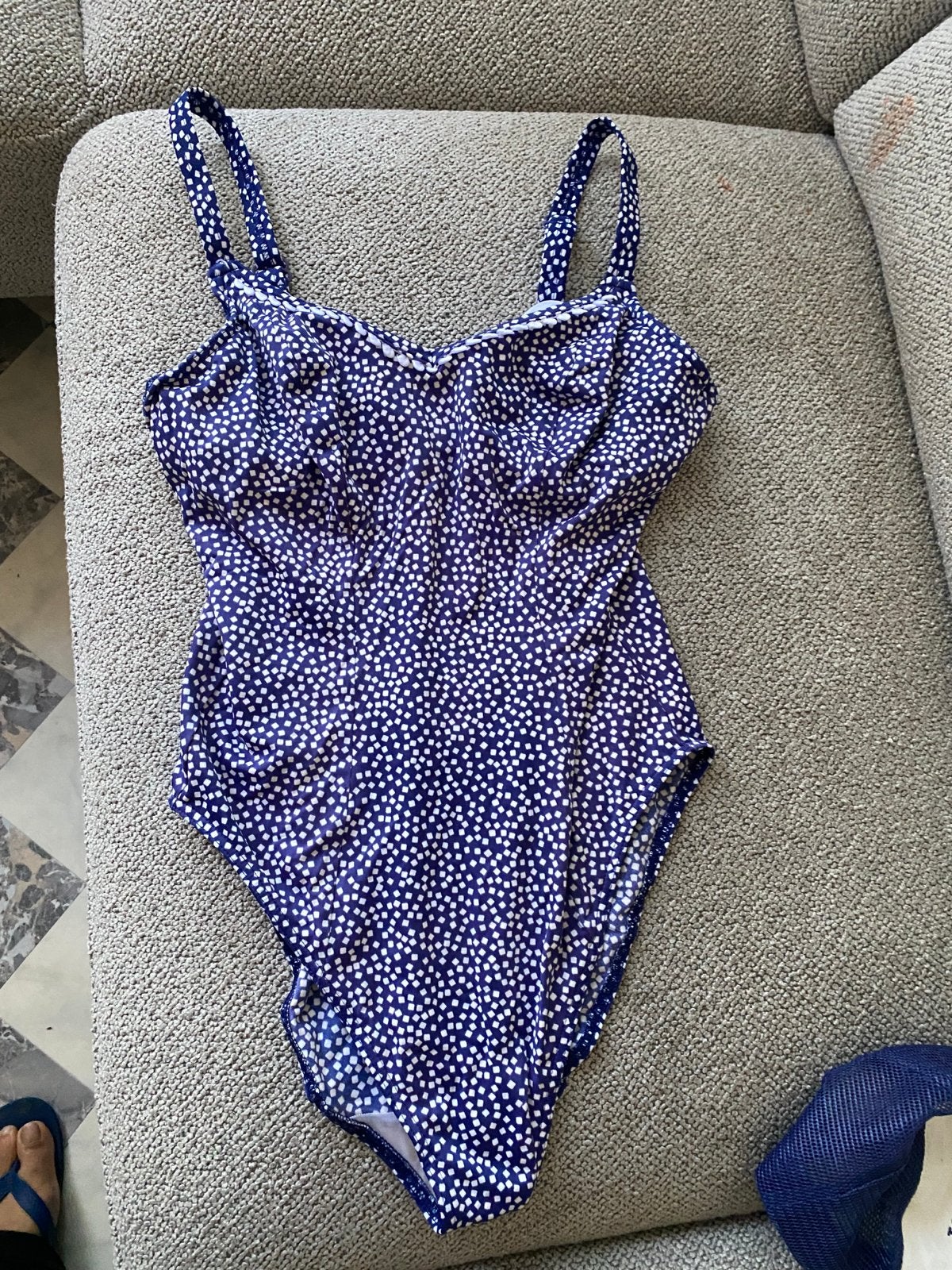 Freya Badpak - Blauw met witte stippen, Kleding | Dames, Ophalen of Verzenden, Zo goed als nieuw, Blauw, Badpak