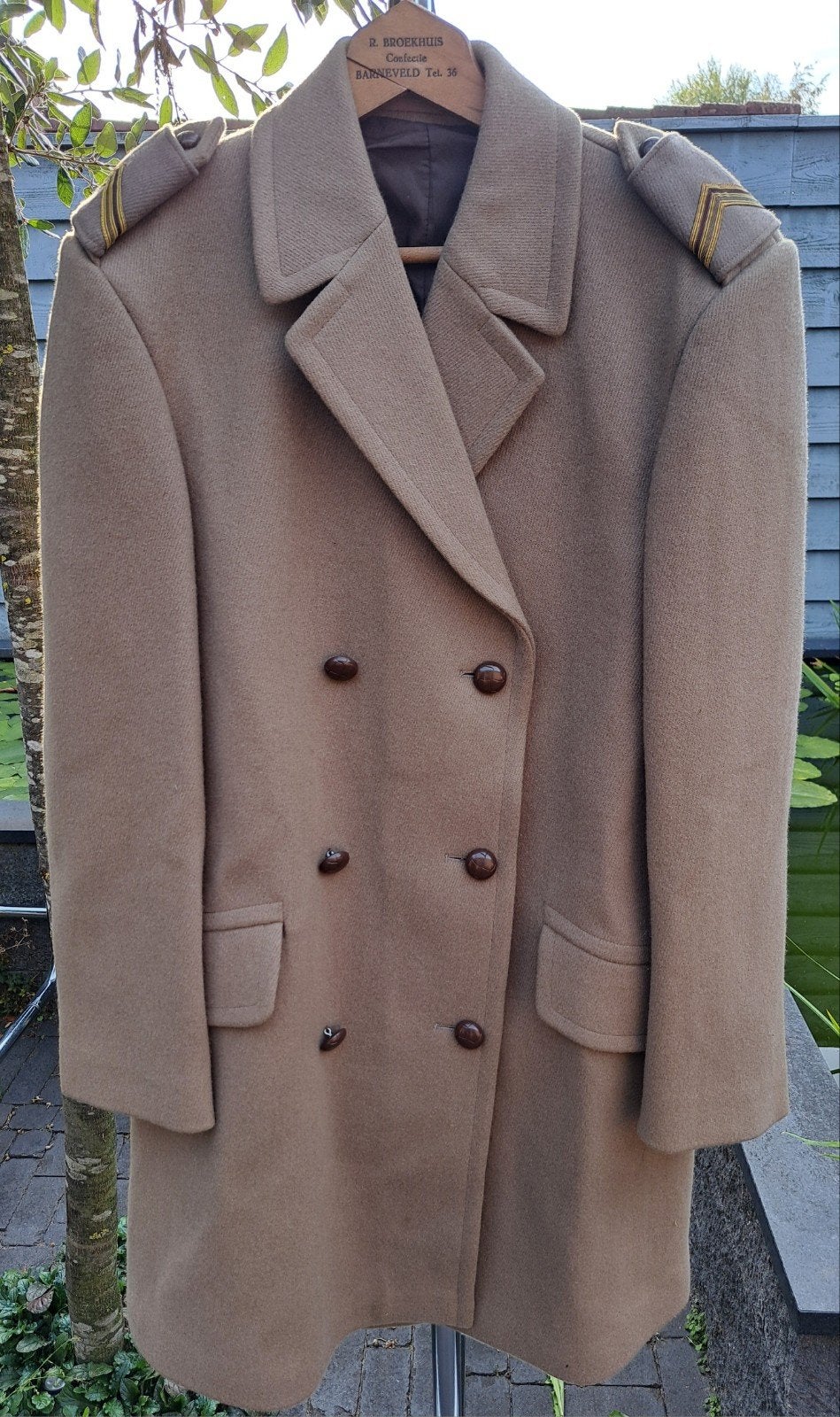 Vintage wollen legerjas (Nederlands leger) uit 1974, Ophalen of Verzenden, Landmacht, Nederland, Kleding of Schoenen