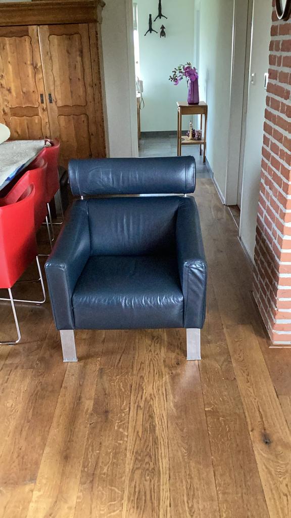 Leolux stoelen - Gebruikt maar in goede staat, Huis en Inrichting, Gebruikt, Blauw, Leer, Ophalen of Verzenden
