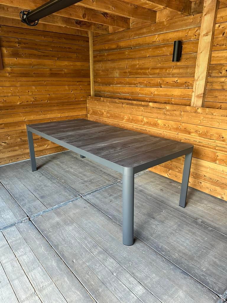 Tuintafel 220 x 100 cm - aluminium met keramiek, Tuin en Terras, Tuintafels, Ophalen, Zo goed als nieuw, Rechthoekig, Aluminium