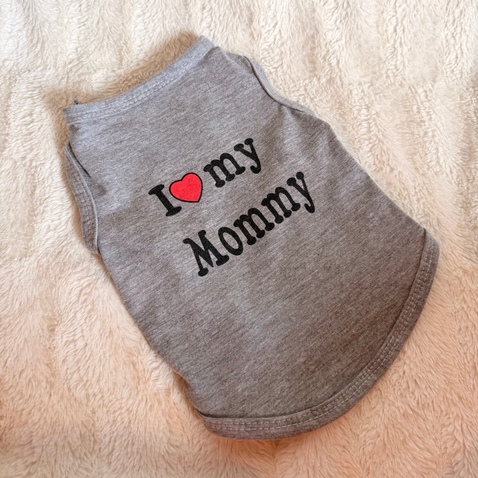 Honden T-shirt grijs – “I ️ my mommy” – XS – nieuw, Dieren en Toebehoren, Verzenden, Nieuw, Hondenshirt, XS