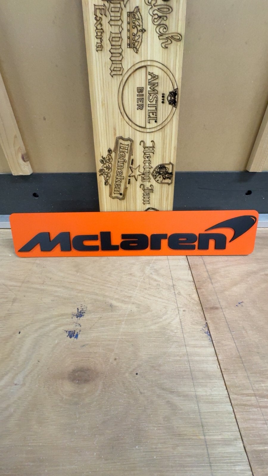 Houten Mclaren Bord, Verzamelen, Ophalen of Verzenden, Nieuw, Auto's
