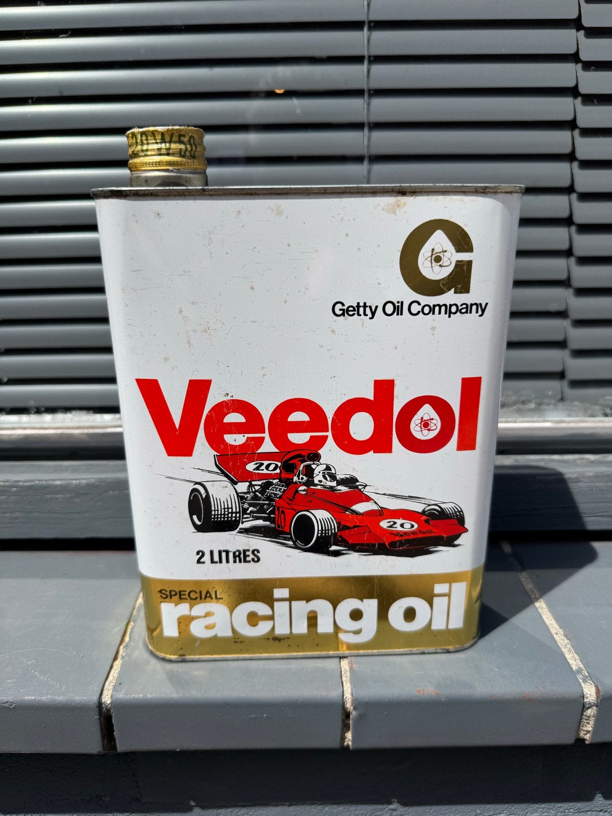 Vintage Veedol Special Racing Oil blik 2 liter Getty Oil, Ophalen of Verzenden, Gebruikt, Formule 1