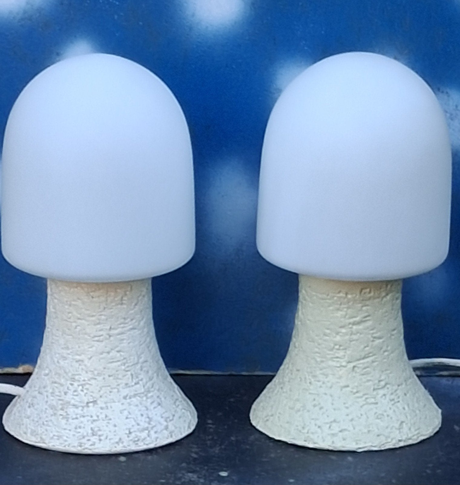 MUSHROOM tafellamp. 2 st. Vintage. * Zie tekst ., Ophalen, Overige merken, Vintage, Wit