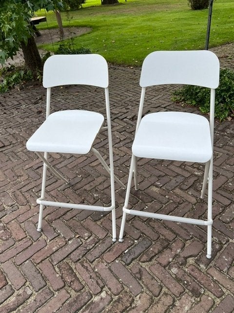 2 IKEA FRANKLIN barkrukken wit – 63 cm – inklapbaar, Ophalen, Gebruikt, 60 tot 90 cm, Hout