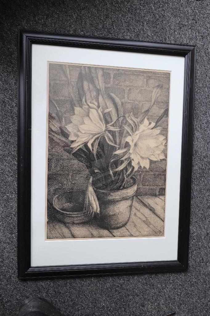 aart van Dobbenburgh - grote 1928 litho "bloeiende cactus", Ophalen of Verzenden