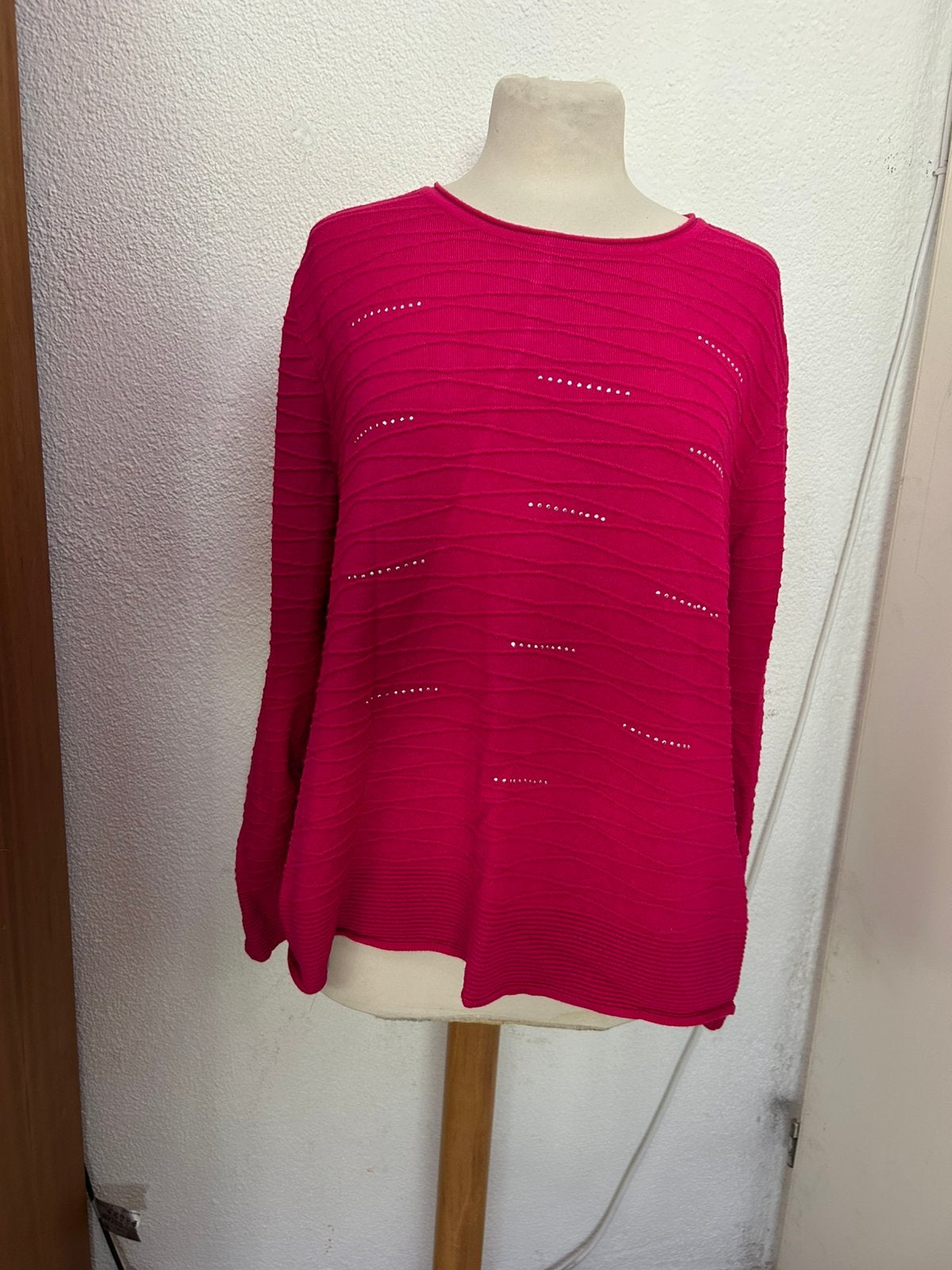 Fel roze dames trui | Micha | maat XL | diamantjes, Ophalen of Verzenden, Gedragen, Maat 46/48 (XL) of groter, Roze