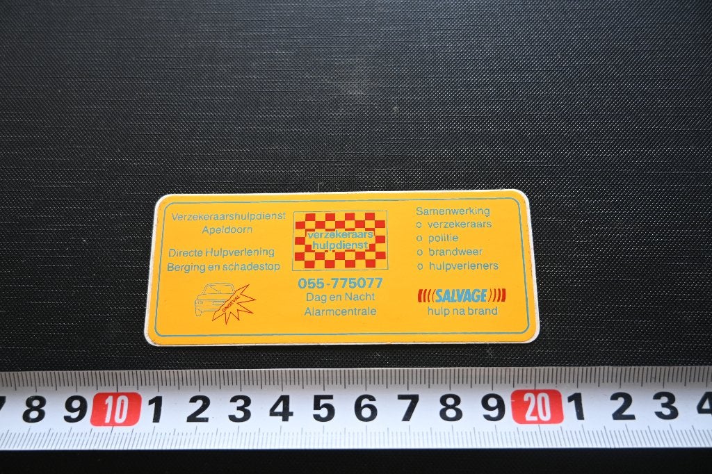 sticker verzekeraarshulpdienst apeldoorn dag en nacht alarm, Verzamelen, Stickers, Ophalen of Verzenden, Zo goed als nieuw