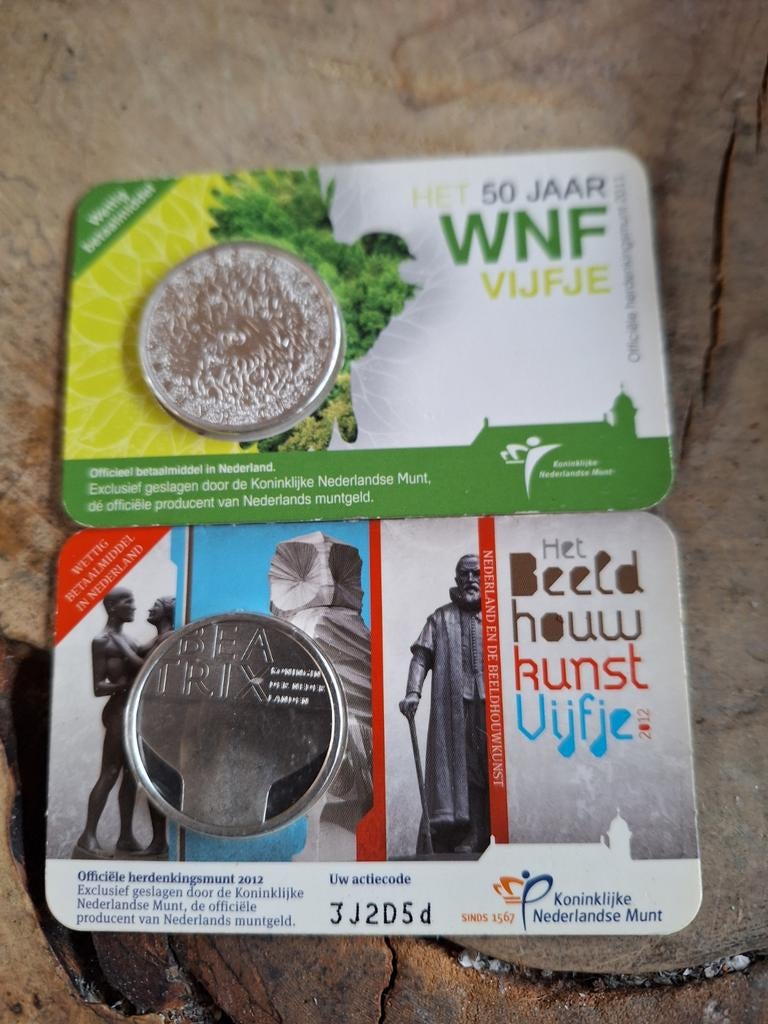 WNF Vijfje en Beeldhouwkunst Vijfje 2012, Postzegels en Munten, Munten | Nederland, Ophalen of Verzenden