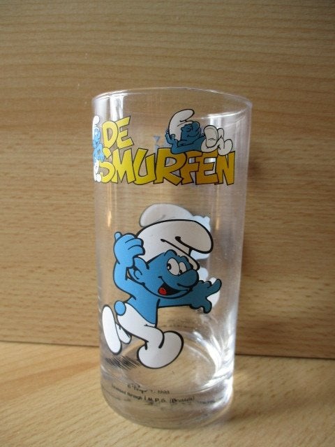 Smurfen limonadeglas  Nutricia Fristi  12cm  1998, Ophalen of Verzenden, Zo goed als nieuw