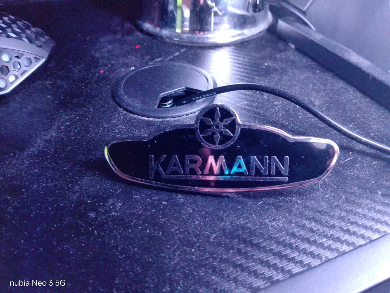 Karmann Embleem / Badge - Zwart met Chroom, Auto diversen, Ophalen, Gebruikt