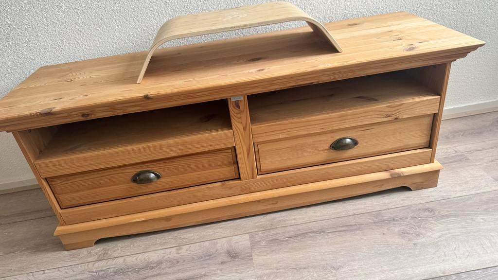 Grenen tv-kast met lades, Ophalen, Gebruikt, 100 tot 150 cm, Minder dan 100 cm