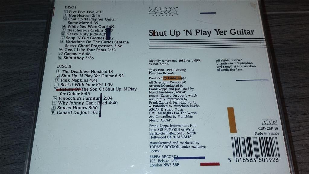 Frank Zappa ‎- Shut Up 'n Play Yer Guitar [2CD], Ophalen of Verzenden, Zo goed als nieuw, Poprock