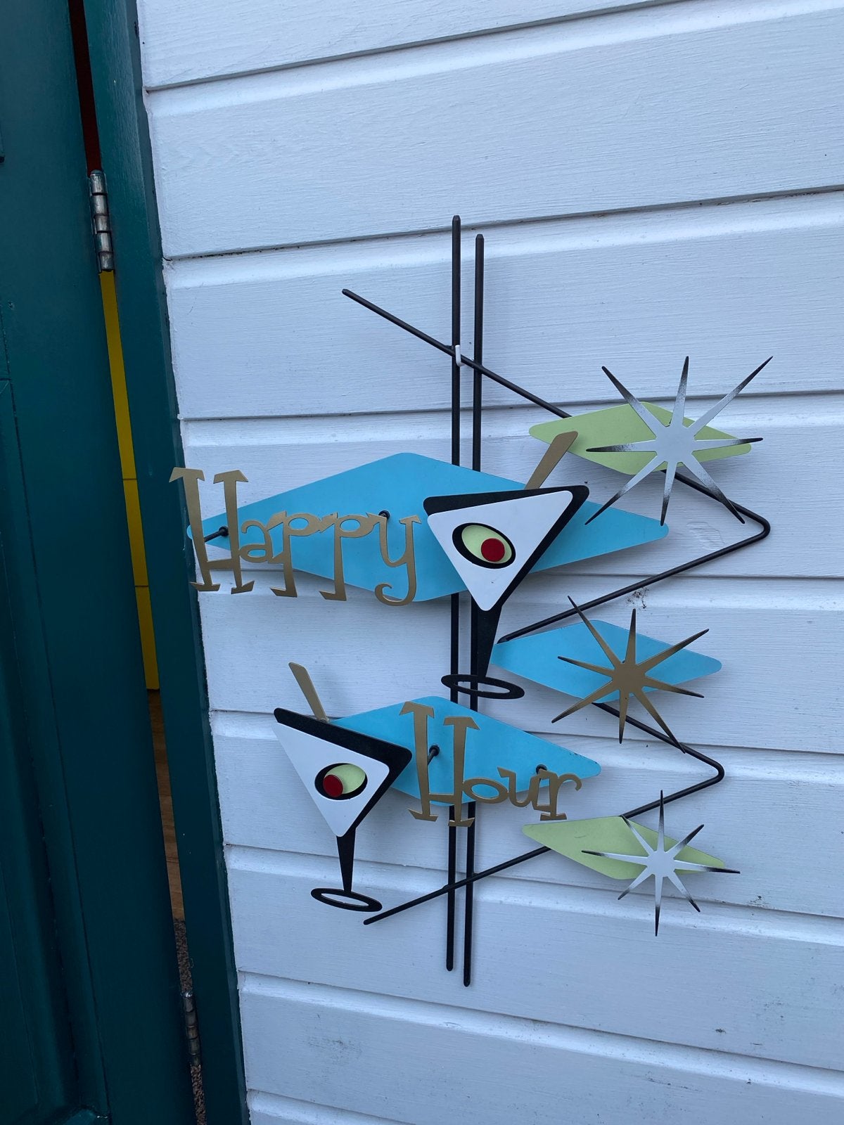Vintage metalen Happy Hour wanddecoratie jaren 50/60, Ophalen of Verzenden