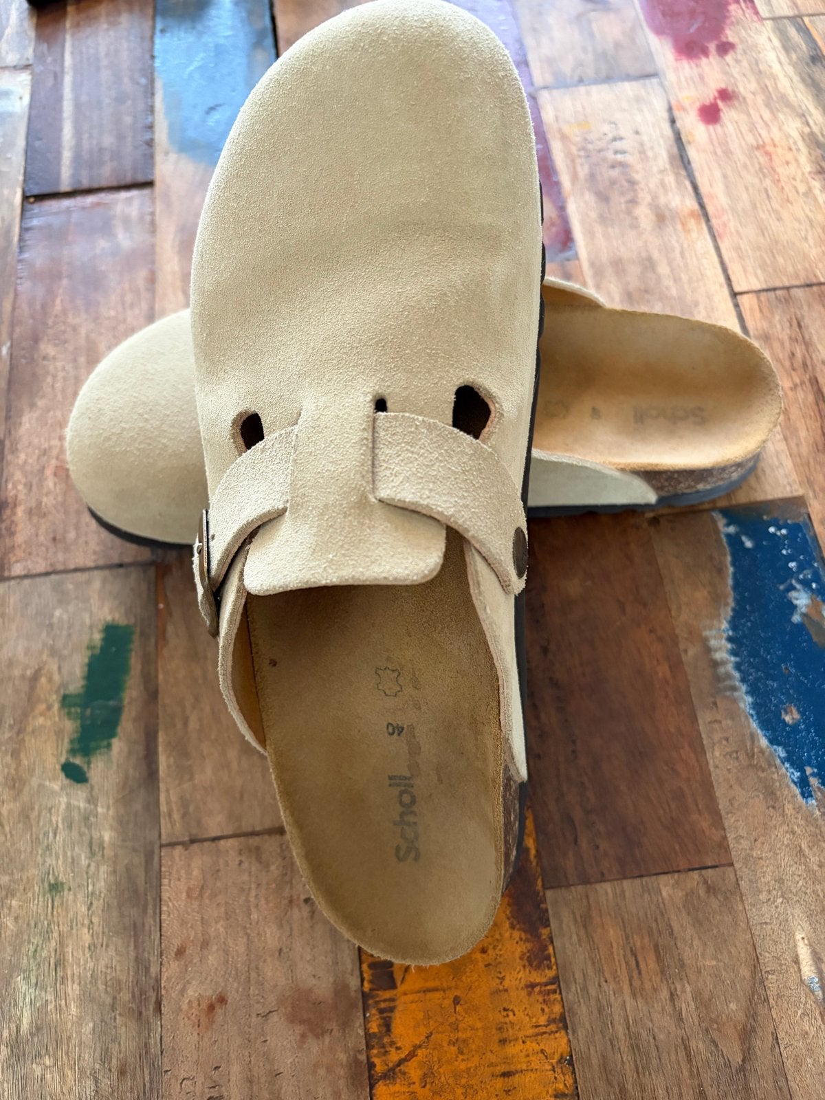 Scholl klompen - Beige - Maat 40, Ophalen of Verzenden, Gedragen, Beige, Slippers