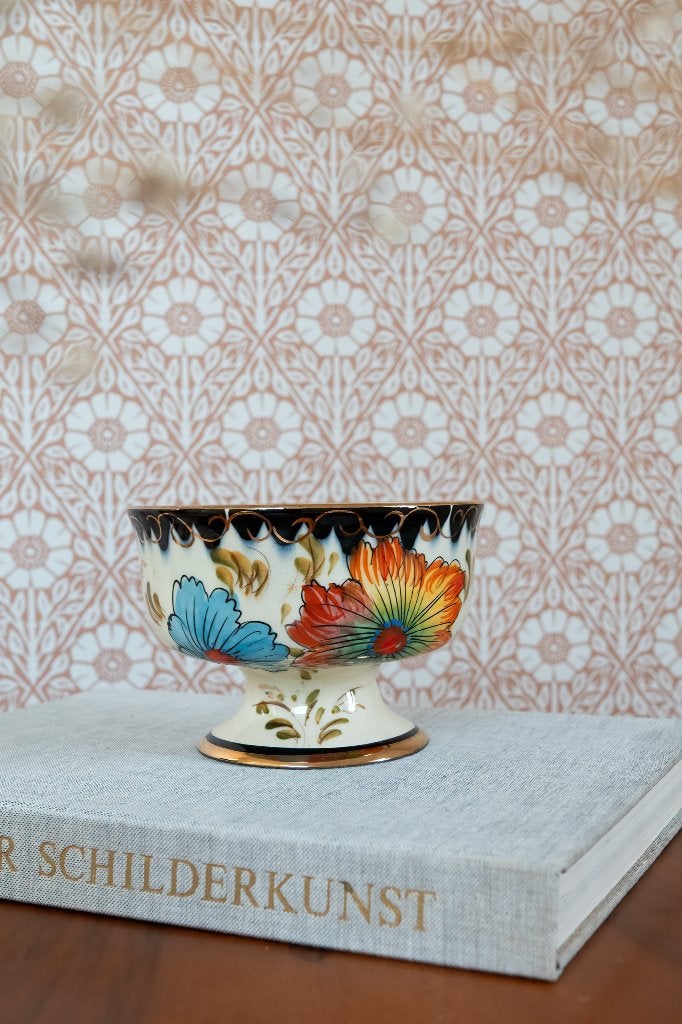 Vintage kastkom schaal op voet H. Bequet nr. 1, Ophalen of Verzenden