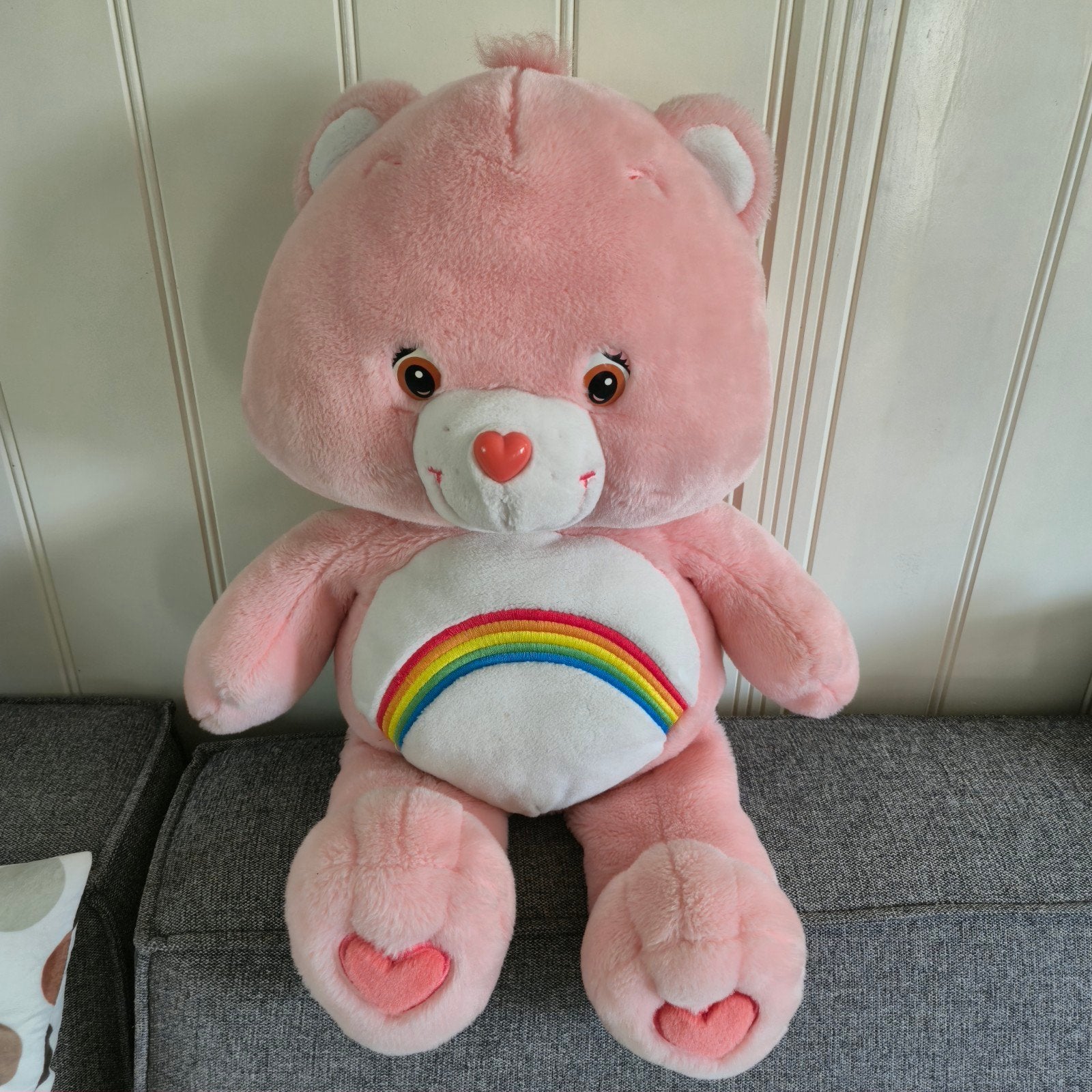 Troetelbeer Care Bear knuffel 37cm roze met regenboog, Gebruikt, Overige merken, Overige karakters, Beer