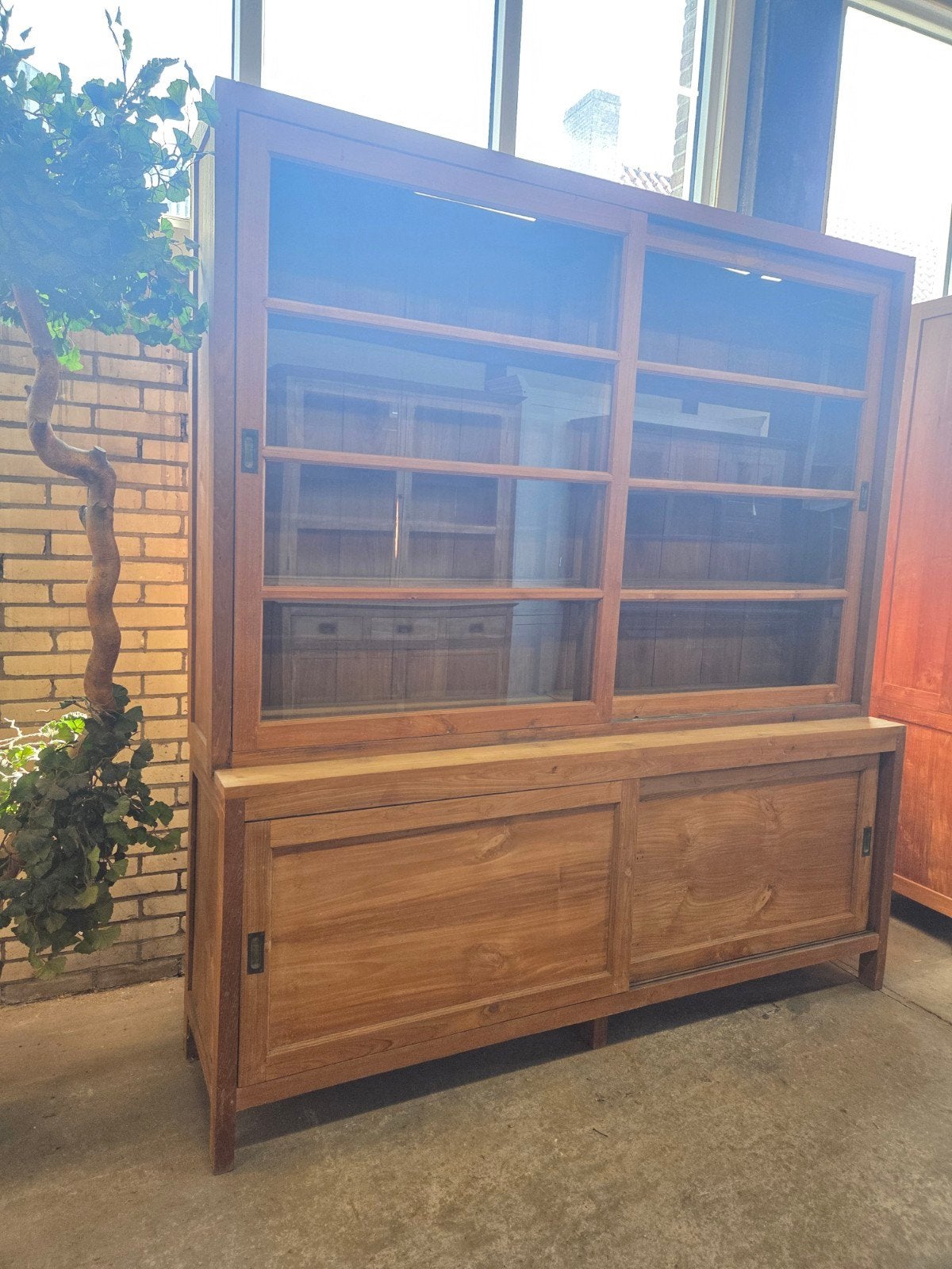 Prachtige schoolkast ~ buffetkast ~ vitrinekast ~ boekenkast, Ophalen, Met deur(en), 200 cm of meer, Glas