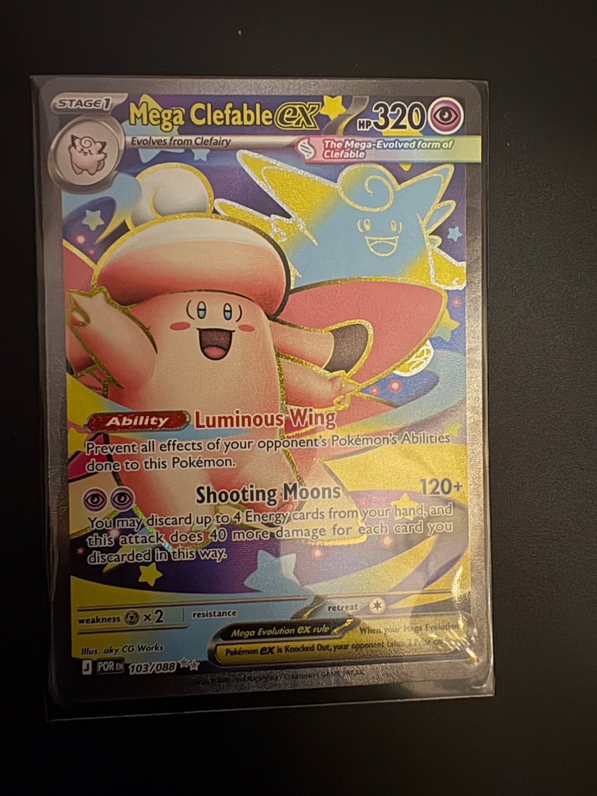 Mega Clefable ex 103/088 - Pokémon Kaart, Ophalen of Verzenden, Zo goed als nieuw, Losse kaart, Foil