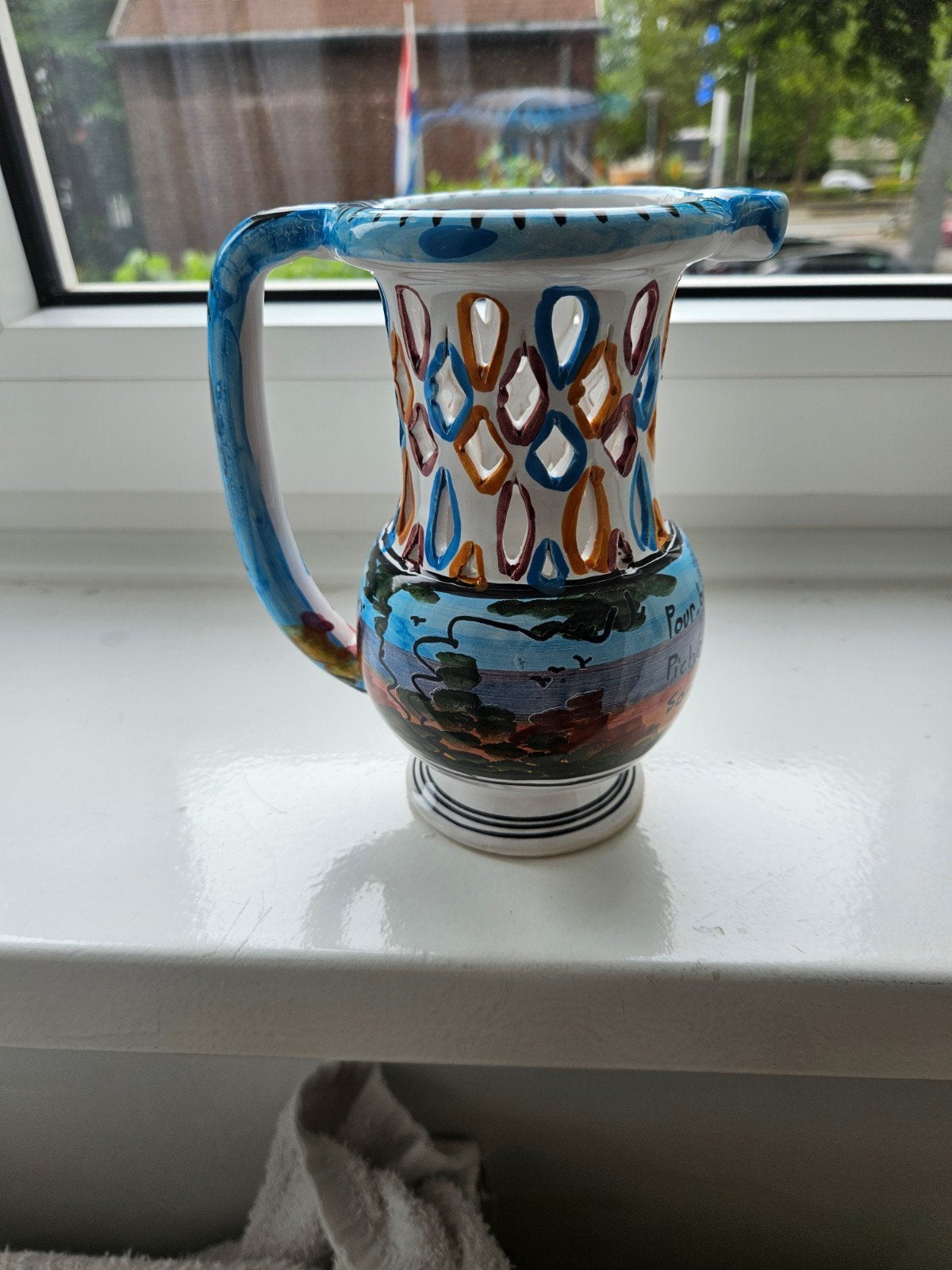 Decoratieve kruik met handgeschilderde details, Antiek en Kunst, Ophalen of Verzenden