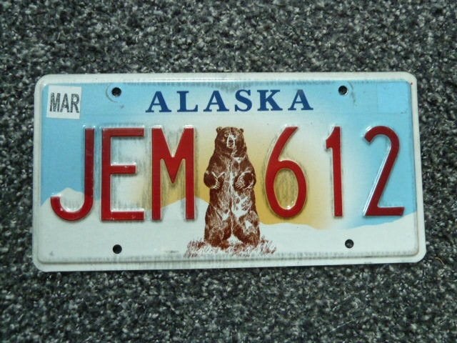 Kentekenplaat licenseplate Alaska Kodiak Bear 1 USA, Verzenden, Gebruikt, Auto's