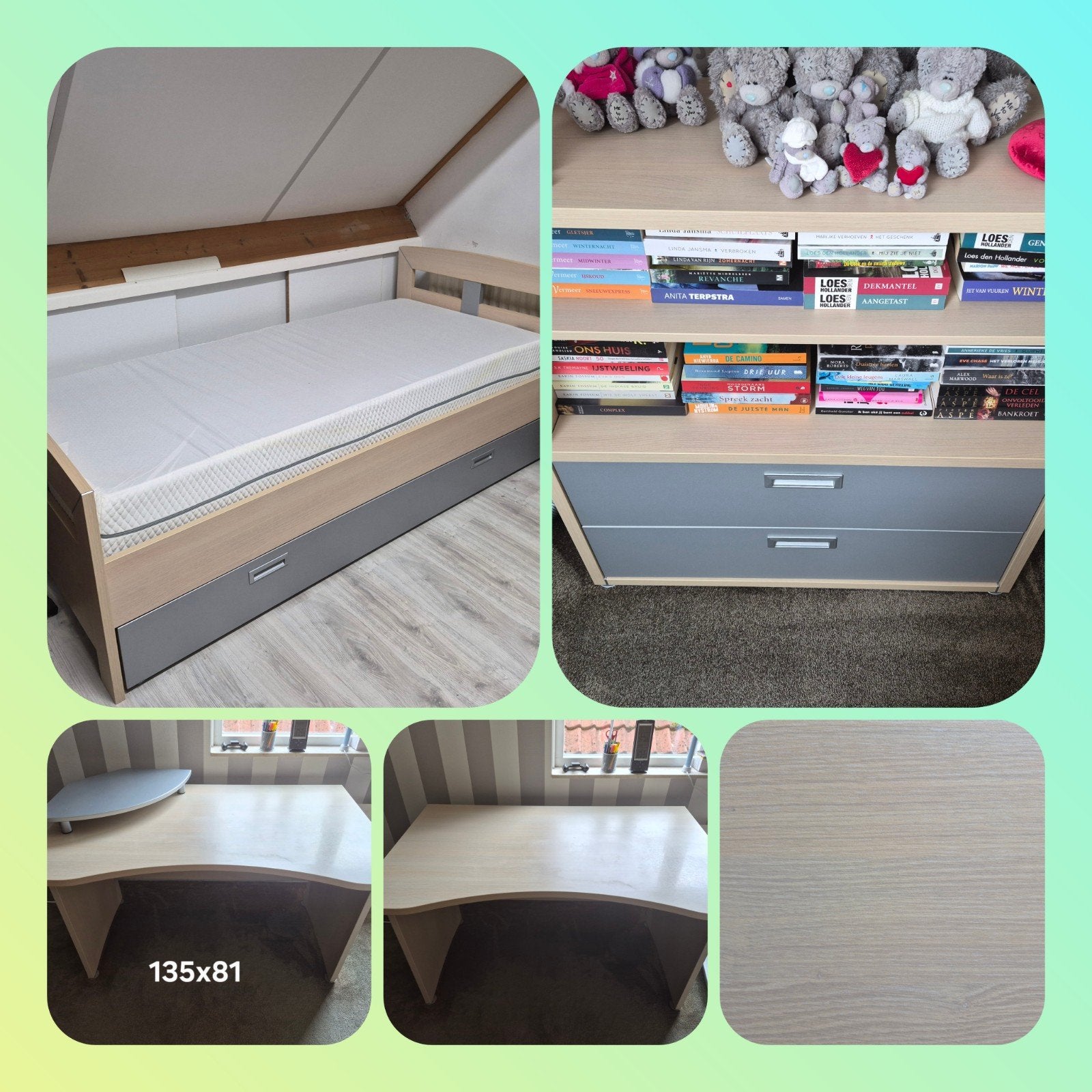 Tienerkamer: bureau en kast en bed, Ophalen, Gebruikt, Eenpersoons