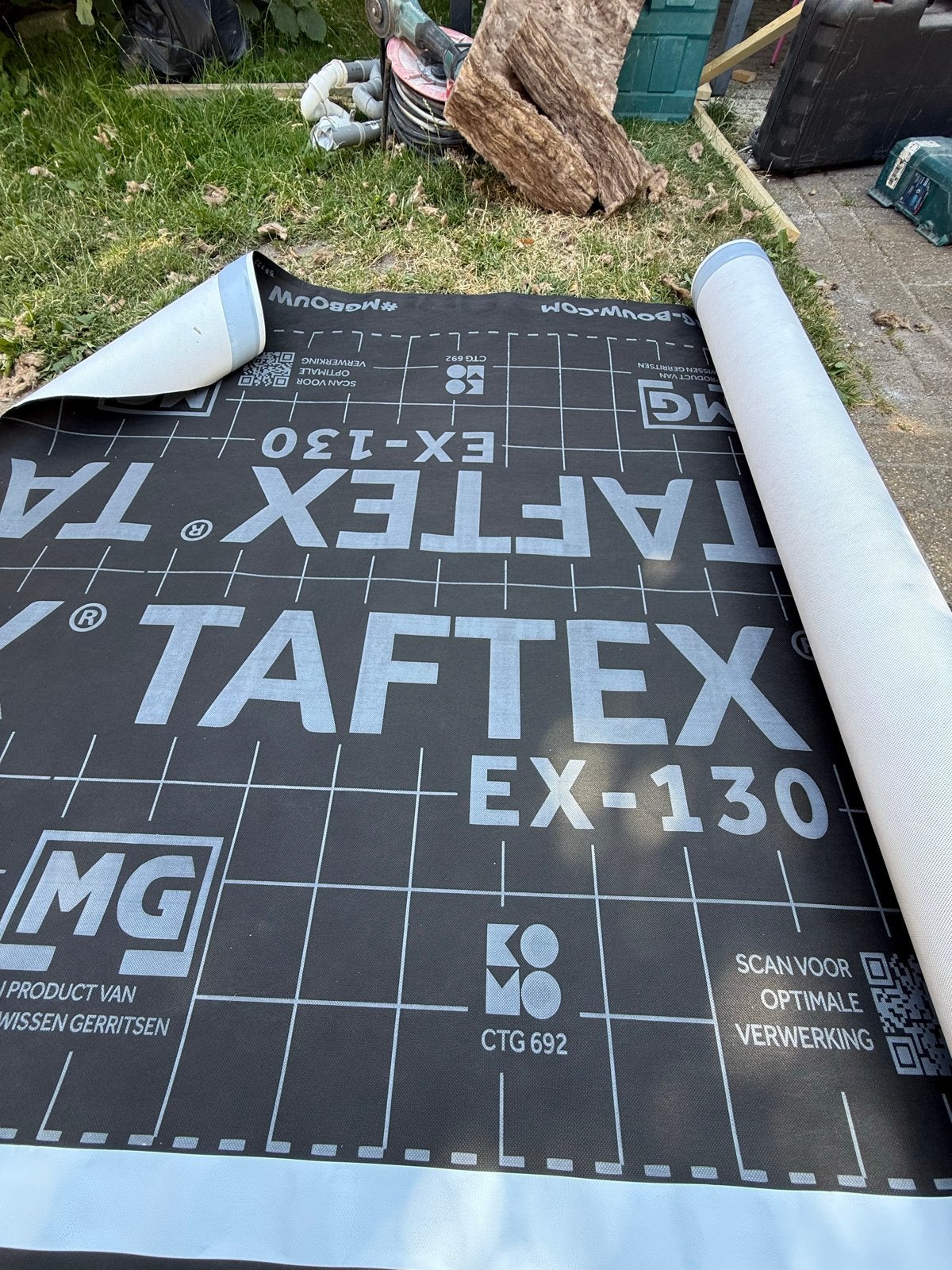 Taftex EX-130 damp-open waterdichte folie, 45 m², Ophalen, Kunststof, Zwart, Overige typen